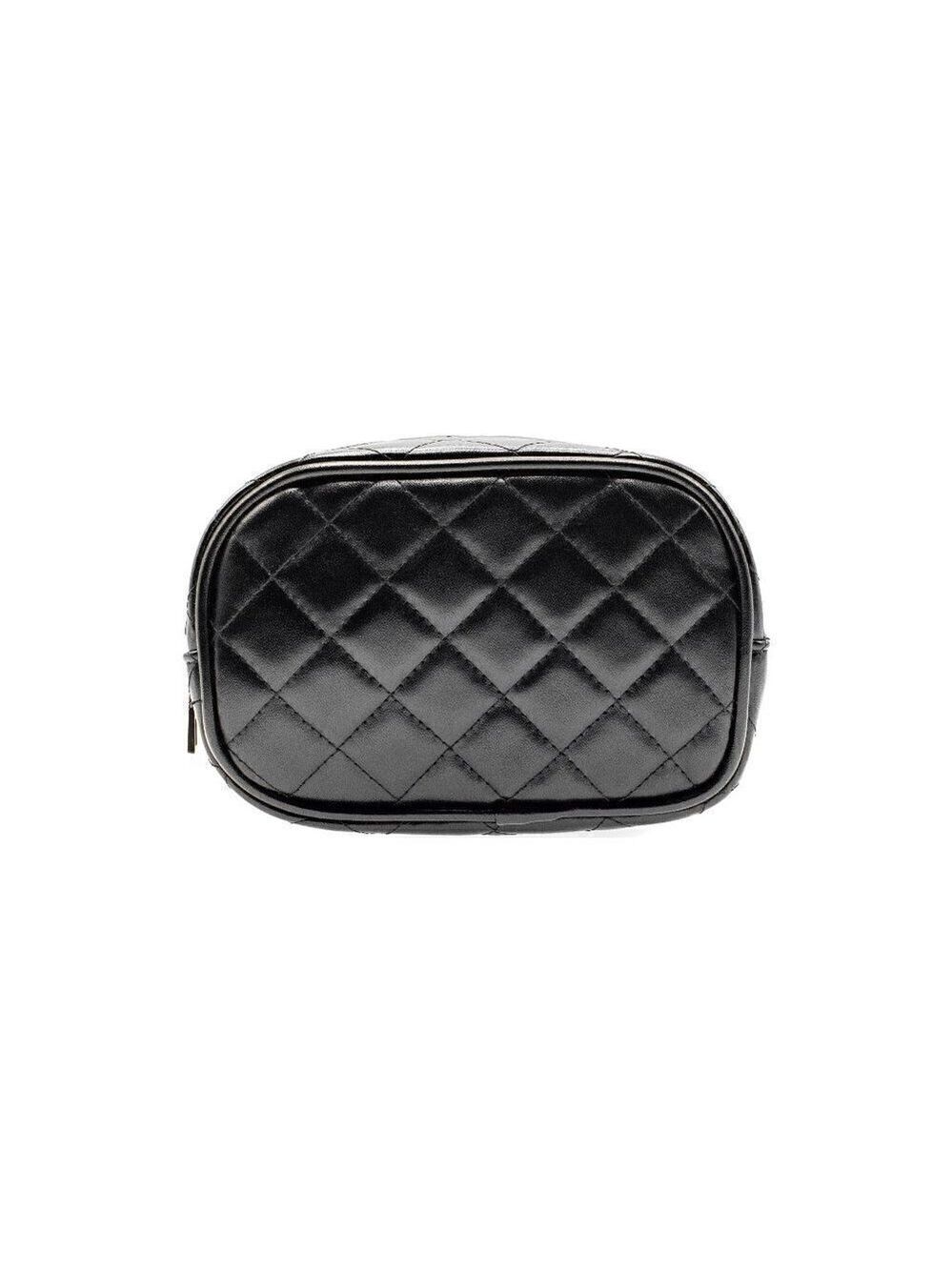 Black Vegan Quilted cosmetic/dopp bag
